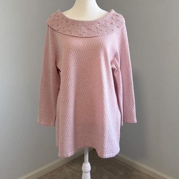 Briggs New York Sweaters - Briggs New York Light Pink Beaded Collar Sweater
SZXL